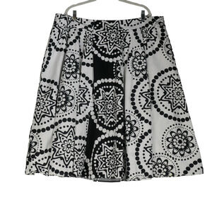 Cato Skirt Women 22W Black White Floral Side Zip Cotton Boho Full A Line Pleated